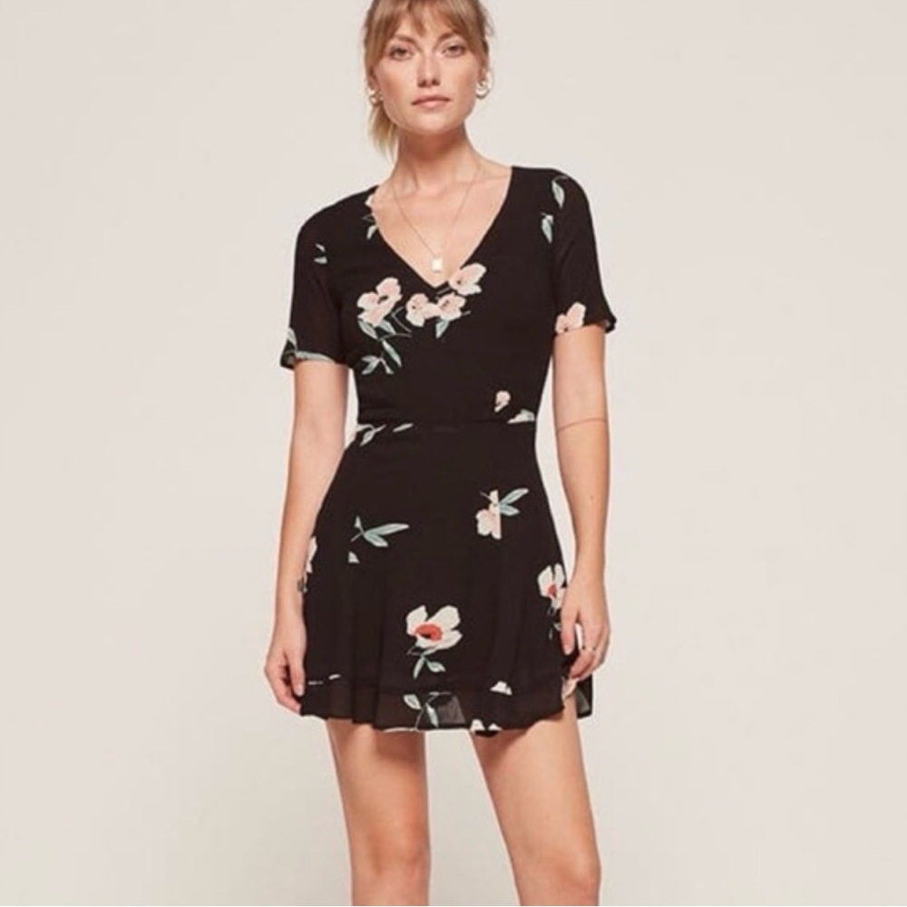 Floral Black Reformation Dress